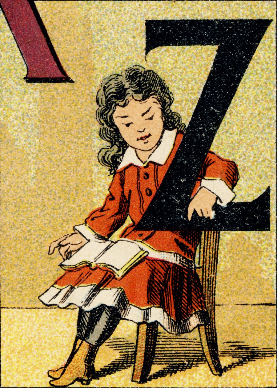 Z - 雕刻取自ABCD des petites filles。Pellerin & Cie, imprimeur-editeur, Epinal , 约1890年。A系列。尺寸：19 x 13,5厘米。 作者 不明