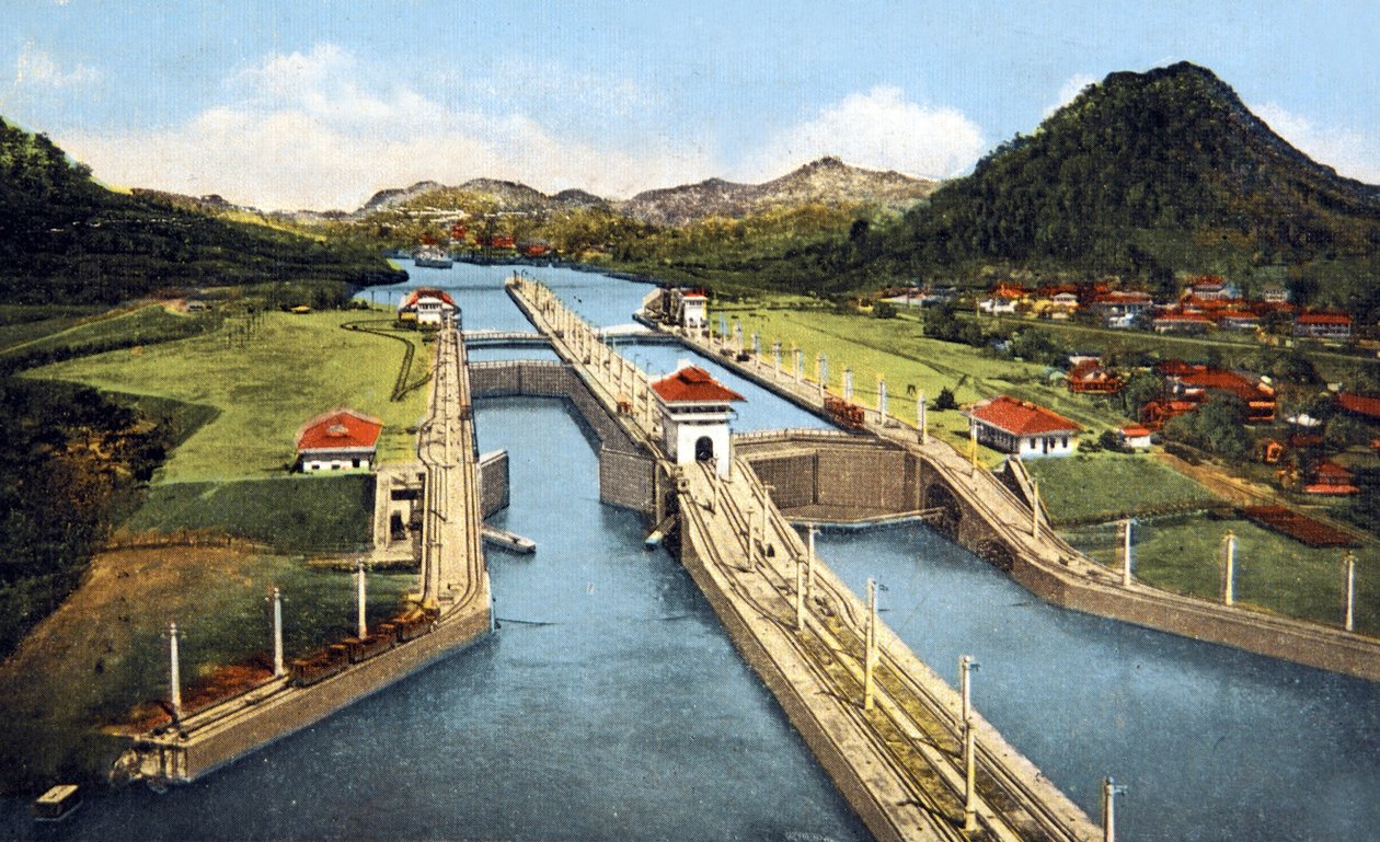 巴拿马运河佩德罗-米格尔船闸，明信片，1920 年 作者 未知艺术家