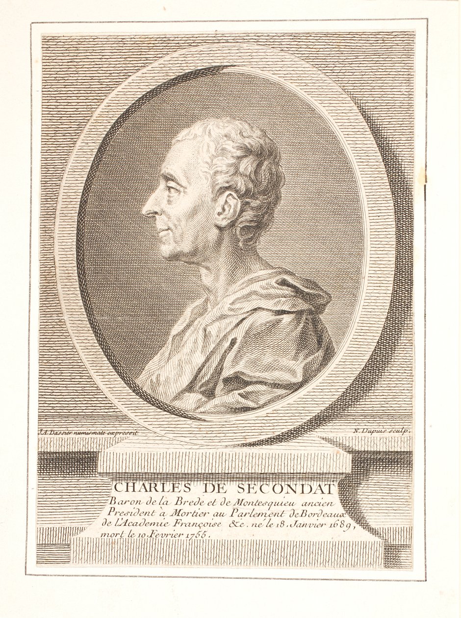 Charles-Louis de Secondat，拉布雷德男爵和孟德斯鸠 作者 未知雕刻师