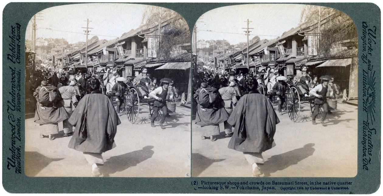 1904年，日本横滨，Batsumati街。 作者 安德伍德和安德伍德