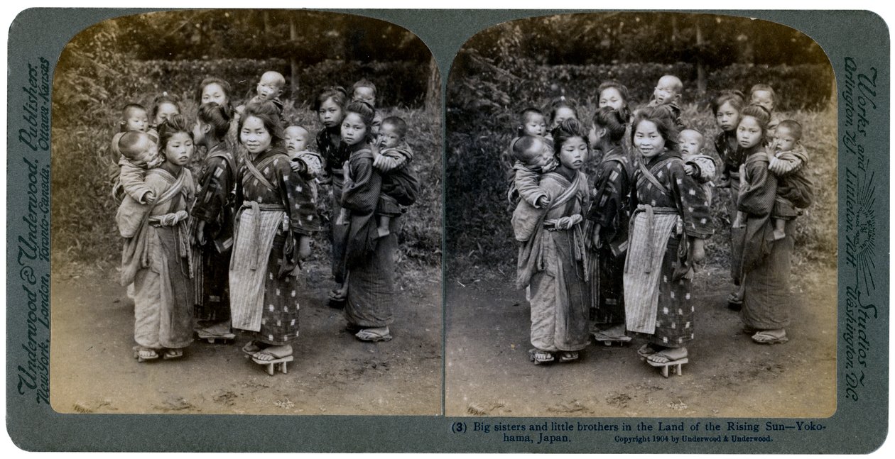 1904年，日本横滨，朝阳之地的大姐妹和小兄弟 作者 安德伍德和安德伍德
