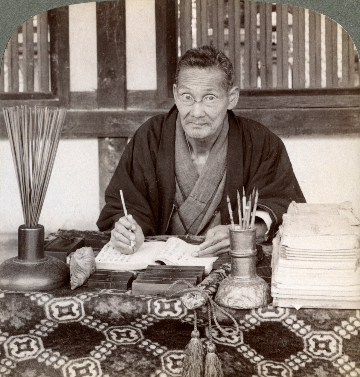 算命先生，稻荷寺，京都，日本，1904年 作者 安德伍德和安德伍德