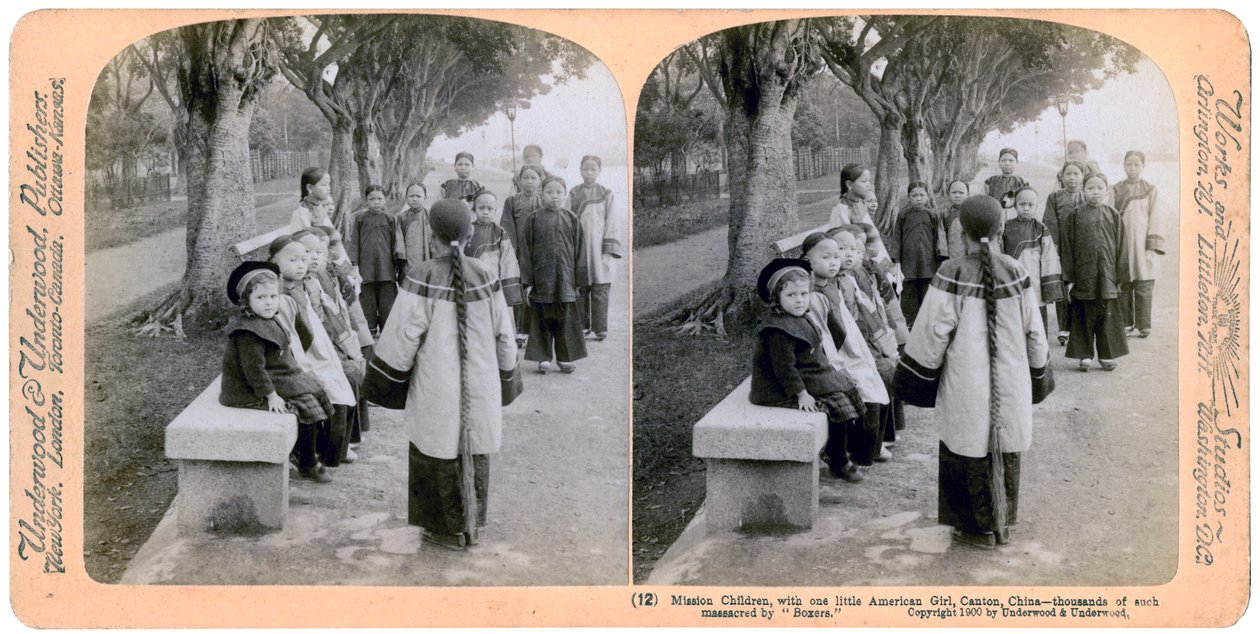 宣教子女和一个小美国女孩，中国广州，1900年 作者 安德伍德和安德伍德