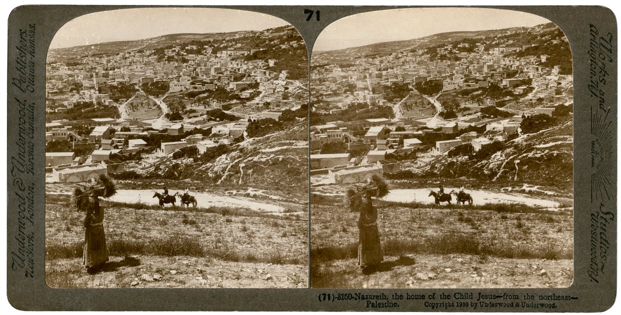 拿撒勒（Nazareth），从巴勒斯坦东北部看到，1900年。 作者 安德伍德和安德伍德