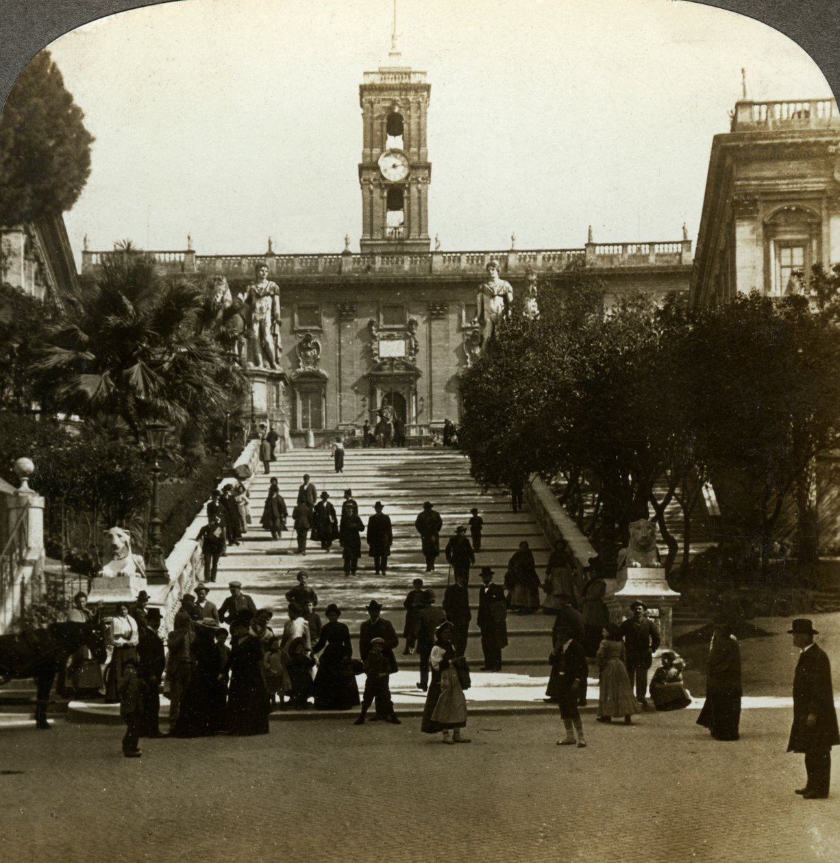参议院宫殿，广场del Campidoglio，Capitoline小山，罗马，意大利。 作者 安德伍德和安德伍德