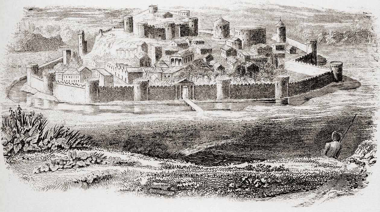 古代堡垒的一般外观和中世纪城堡的典型建筑，来自国家百科全书，出版于1890年 作者 未知未知