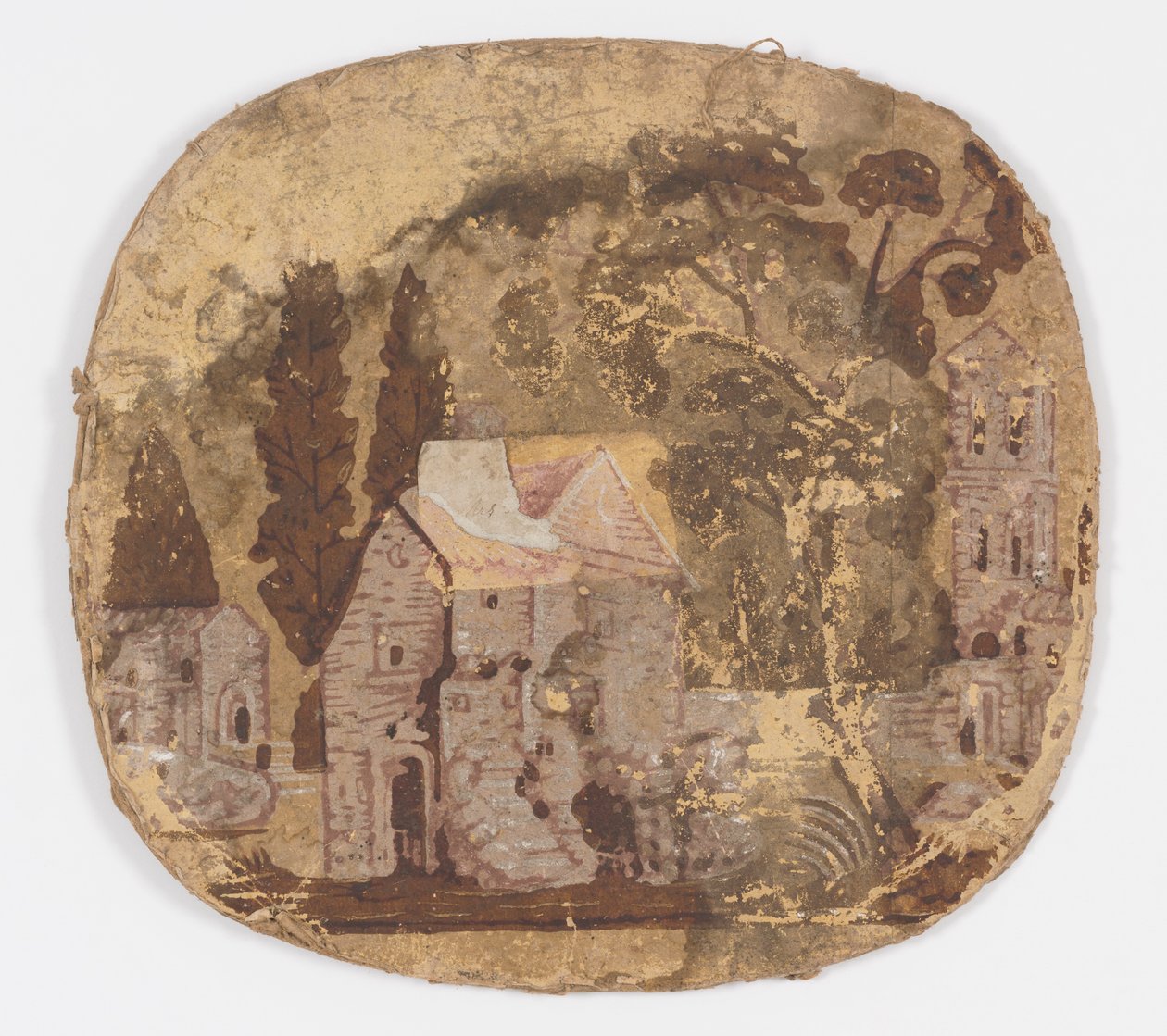 Bandbox Lid，西班牙城堡，1835年 作者 不明