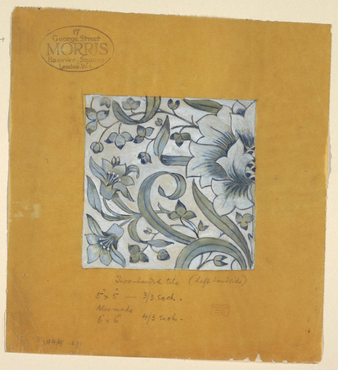 绘画，1917年后威廉莫里斯，瓷砖之后的设计 作者 不明