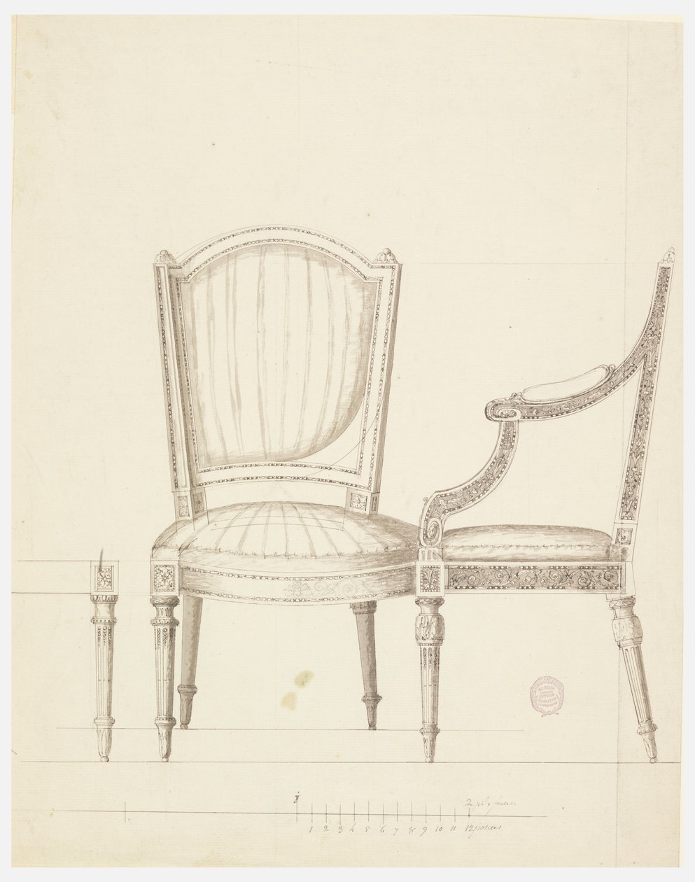 绘画，设计两把椅子与替代建议，1760-65 作者 不明