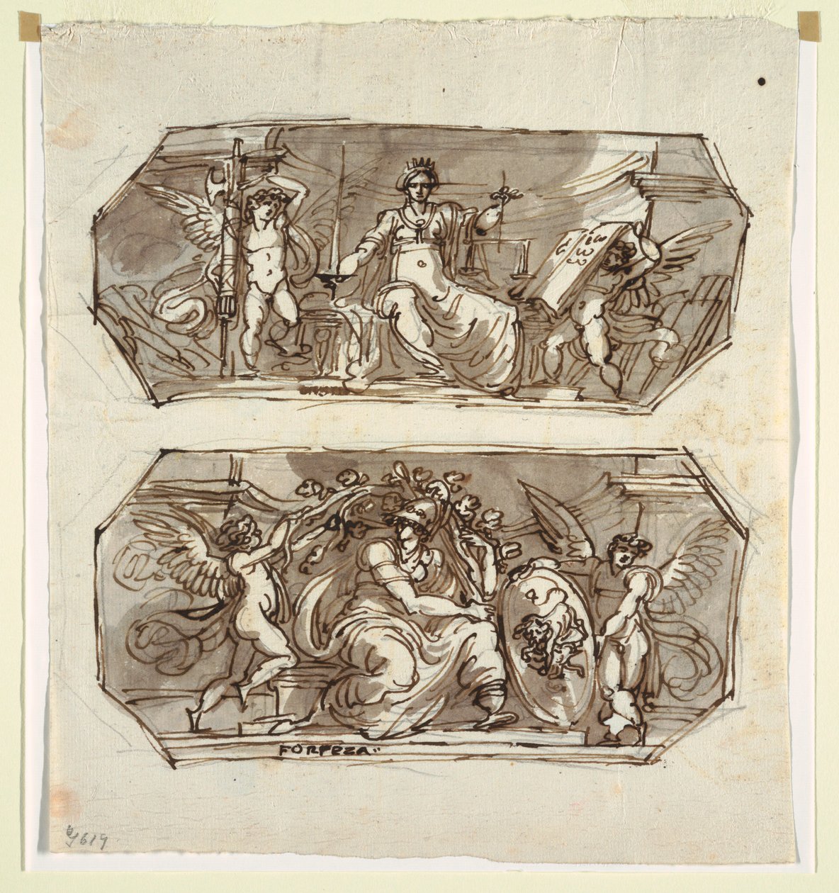 绘画，正义和力量，两个八角形，1812年 作者 不明