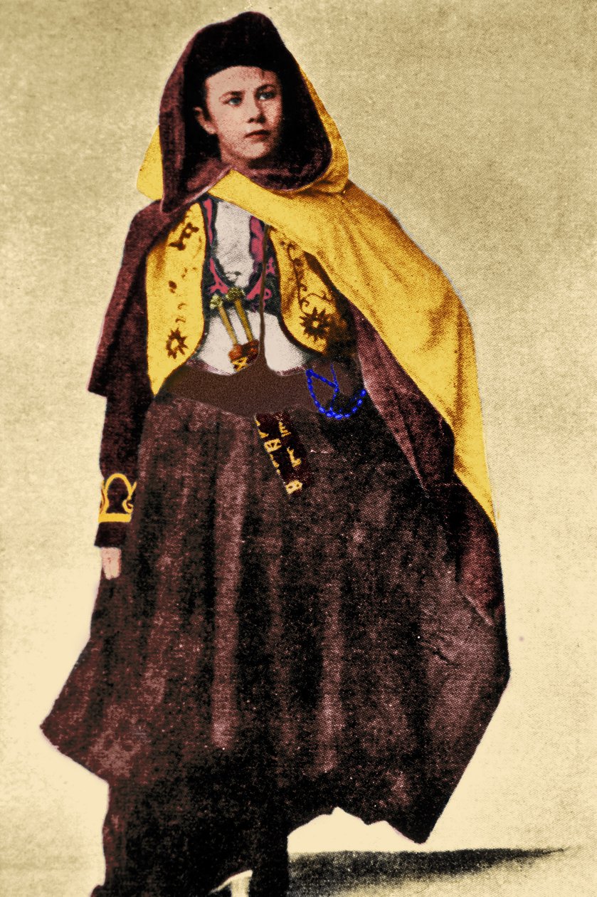 瑞士探险家Isabelle Eberhardt穿着阿拉伯服装，c.1897（后期着色） 作者 不明