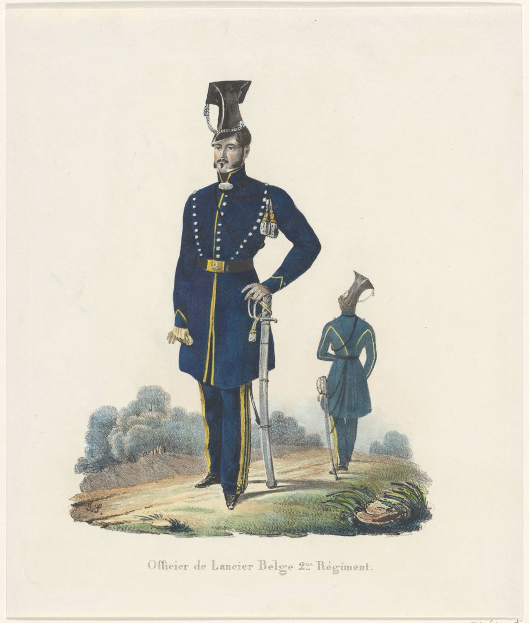 比利时骑兵，1830 年
Officier de Lancier Belge 2.me Régiment（物品上的标题） 作者 不明