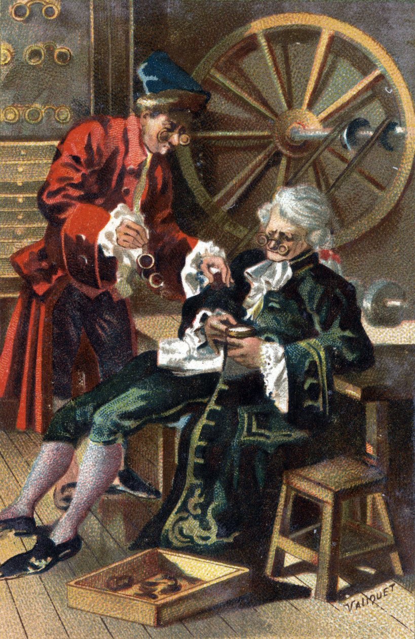 1745年，一个Lunetier（眼镜商--眼镜制造商）。 作者 未知艺术家