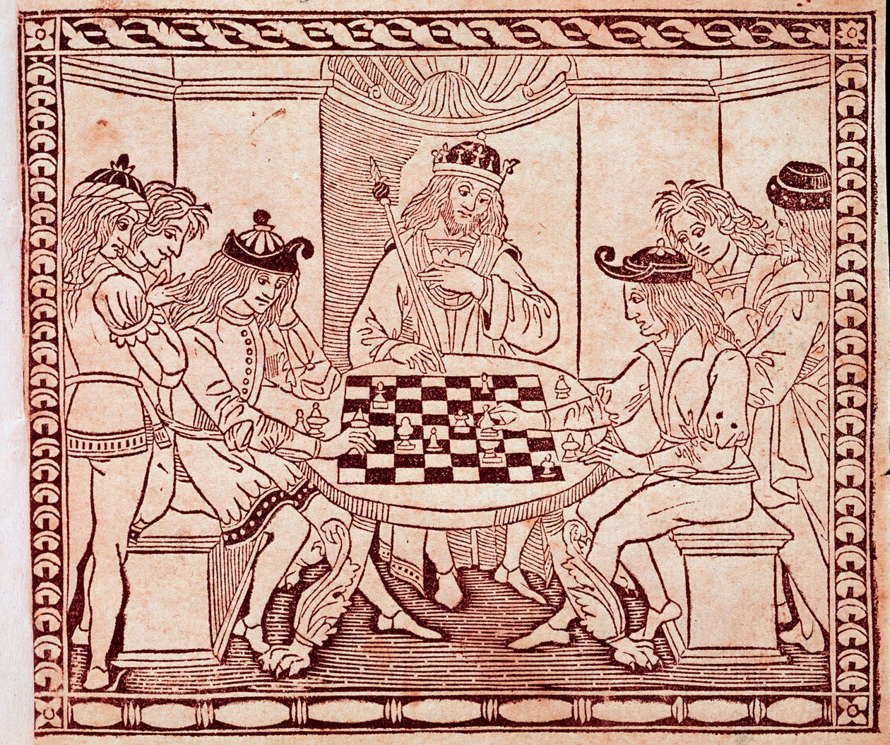 A king watching a chess game Xylography from the frontispiece of “De Ludo Scorcorum” by Jacopo de Cessoles (14th century) Venice Biblioteca Marciana 作者 未知艺术家