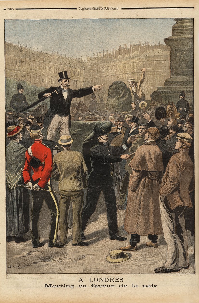 A peace meeting at Transvaal, Trafalgar square, London. Engraving in “” Le petit journal”” 8/9/1899. Selva Collection. 作者 未知艺术家