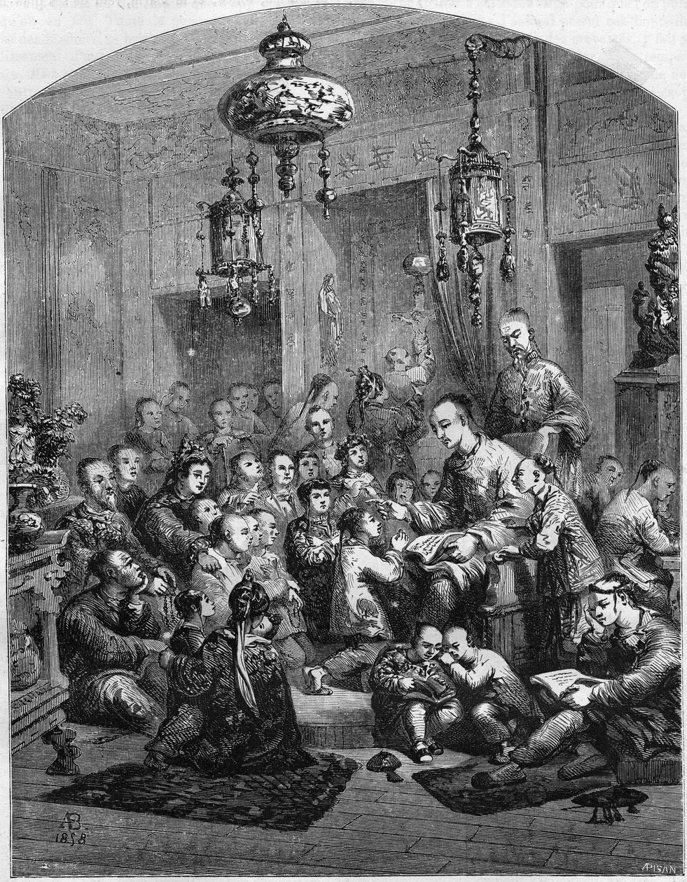 1858年在中国的一所学校。 作者 未知艺术家