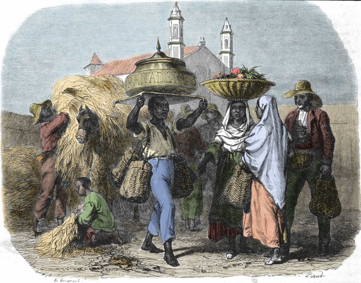 古巴的旅行面包商，1870 年的版画 作者 未知艺术家