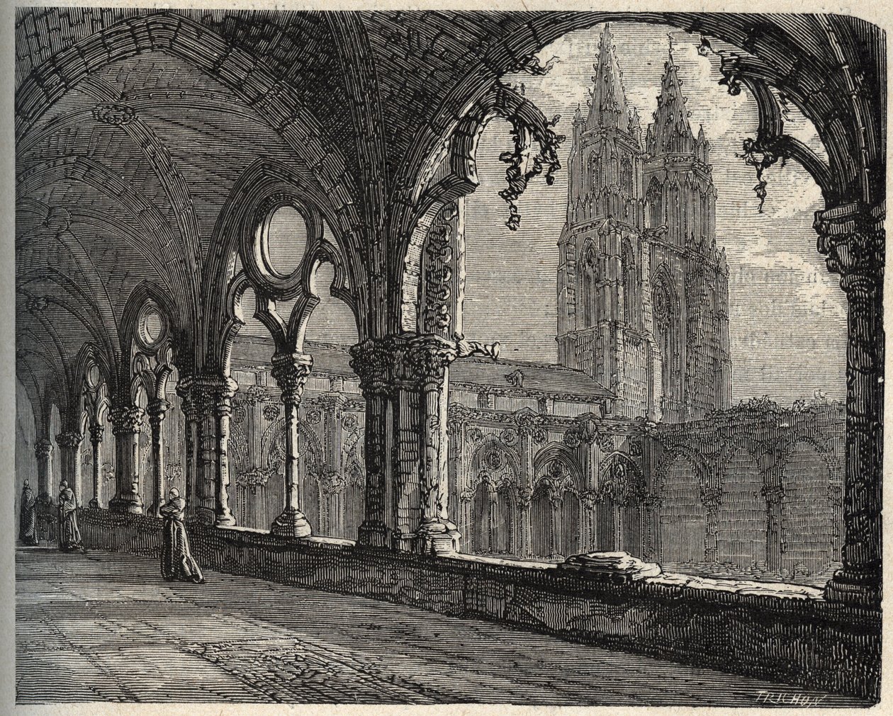 Abbaye Saint-Jean-des-Vignes - Soissons - (Saint Jean des Vignes) - "PATRIE "中的雕刻 - DESCRIPTION PECTUREQUIREQUE DE LA FRANCE EN 6 VOLURES BY LUCIEN HUARD - 19世纪末 作者 未知艺术家