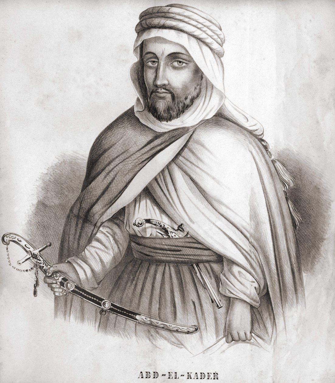 阿布德-卡德尔（Abd El-Kader）（1807 - 1883），阿尔及利亚的阿拉伯埃米尔。 作者 未知艺术家