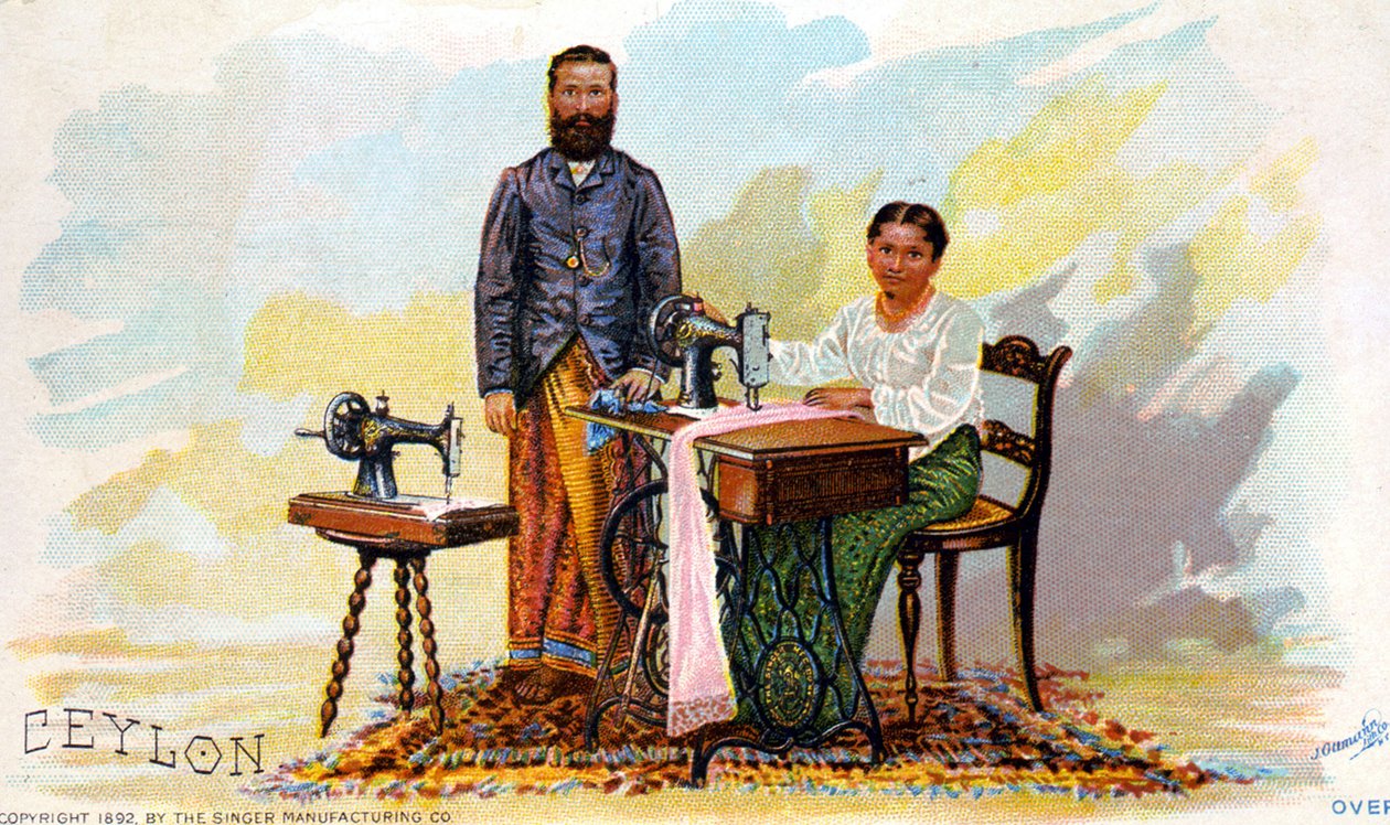 缝纫机广告 Singer，锡兰（现斯里兰卡）。1892 作者 未知艺术家