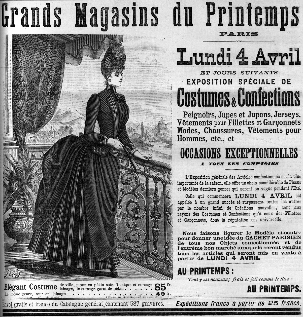 巴黎Printemps百货公司的广告，载于1887年《世界画报》。 作者 未知艺术家