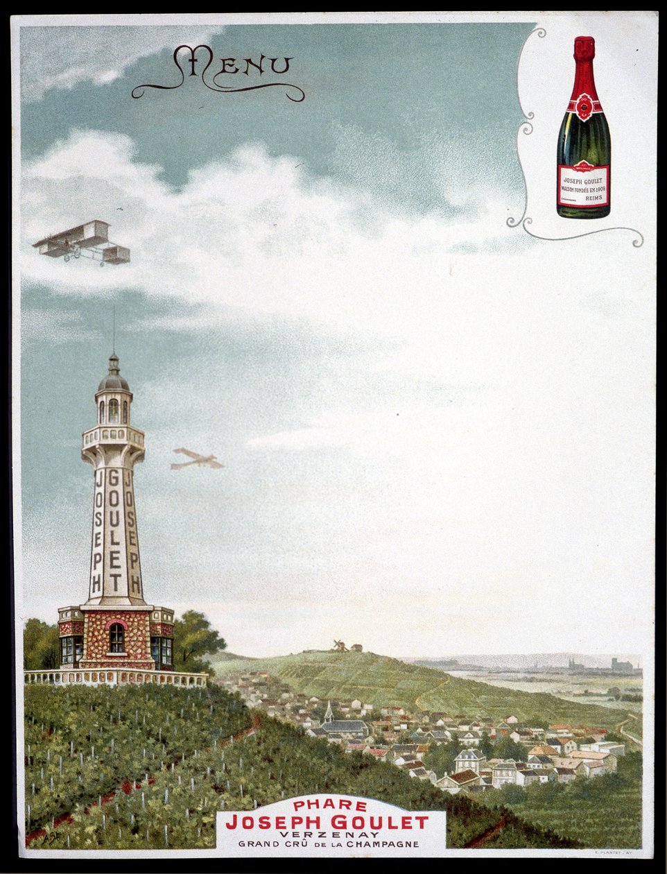 Joseph Goulet - Verzenay - Grand cu de la Champagne "品牌广告。 作者 未知艺术家