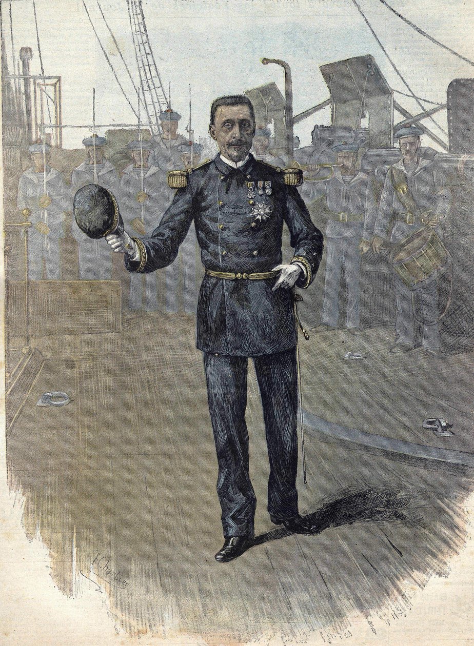 阿尔弗雷德-阿尔伯特-热尔维（1837 - 1921），法国海军上将，1892年担任海军参谋长。1892年的雕版画。 作者 未知艺术家