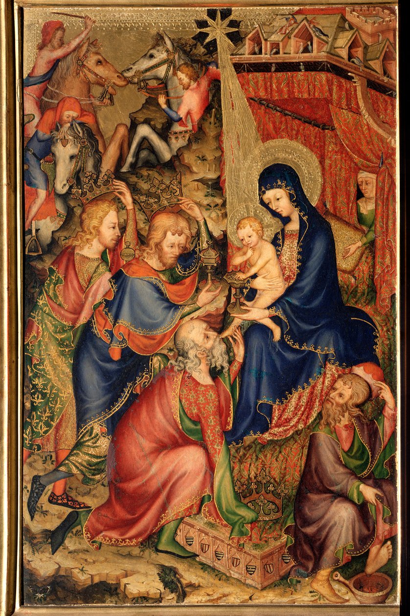 Altarolo del Bargello (Bargello 祭坛画) "" Adoration of the Magi "" (Adoration of the Magi) 14 世纪佛罗伦萨的匿名绘画，Museo Nazionale del Bargello 作者 未知艺术家