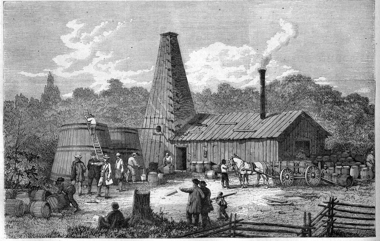 1867年，加拿大的一家石油工厂。 作者 未知艺术家