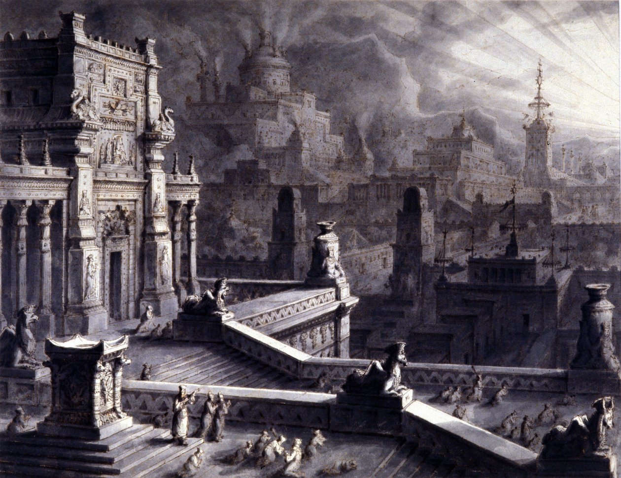 Ancient city of Persepolis in the Persian Achaemenid Empire, founded by Darios I in the 6th century BC. It was ransacked and burned by Alexander the Great in 331 BC. 19th century Ill. 作者 未知艺术家