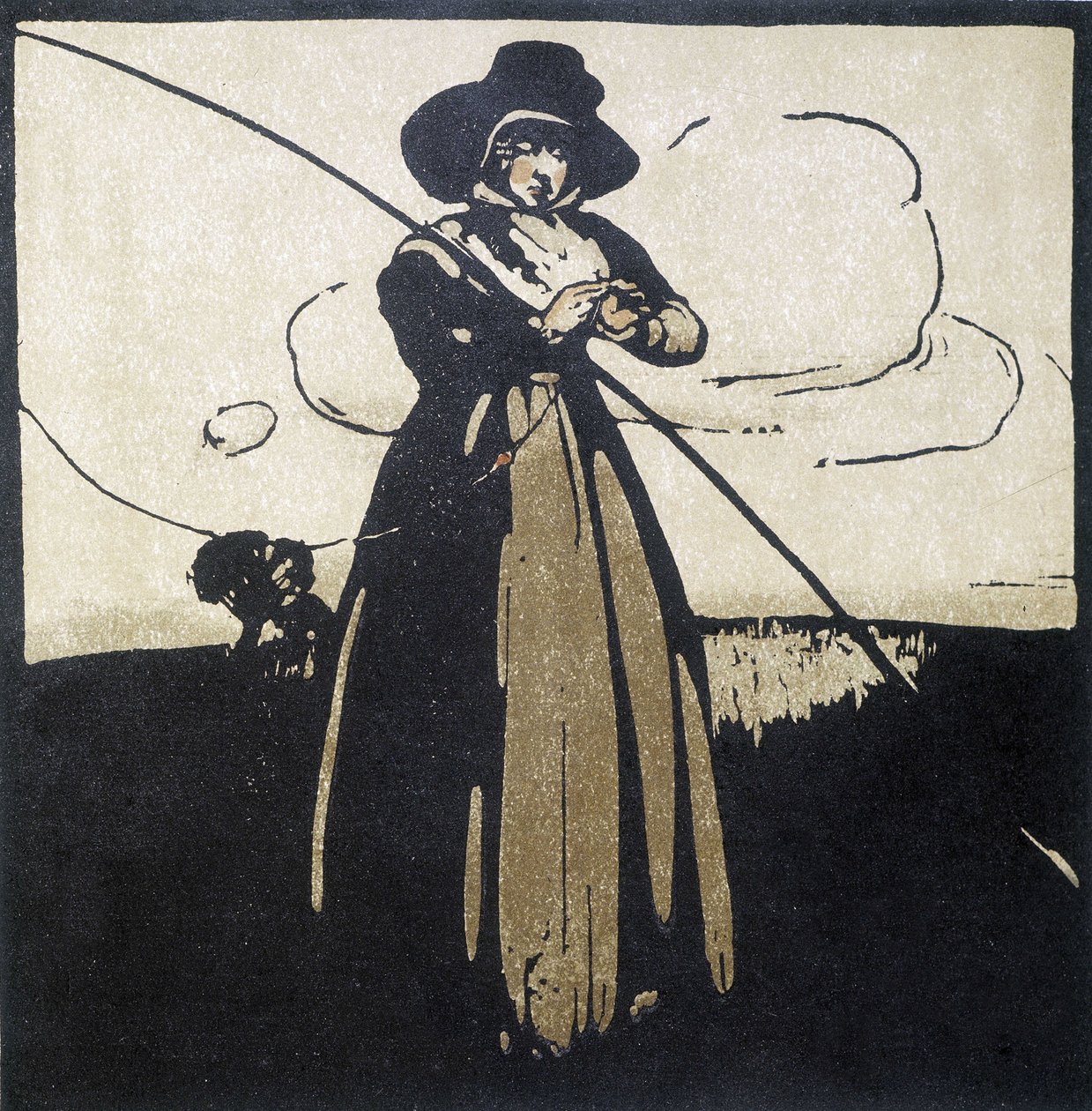 Angling: Woman preparing her hook - calendar 作者 未知艺术家