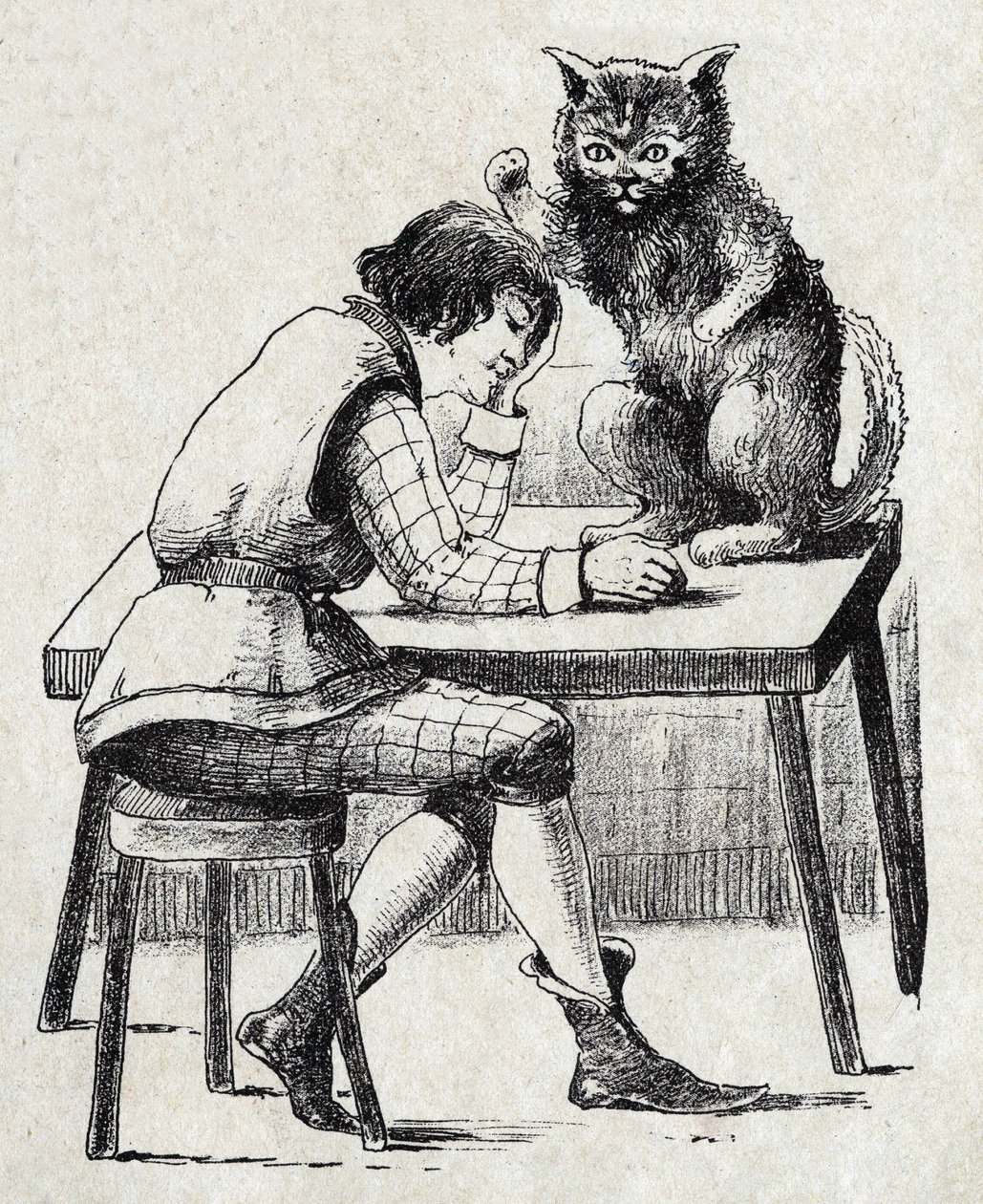 法国作家Charles Perrault（1628-1703）的故事《Le chat Botte》的匿名插图。图像 马塞尔-瓦涅，贾维尔-南希，无日期（19世纪末）。 作者 未知艺术家