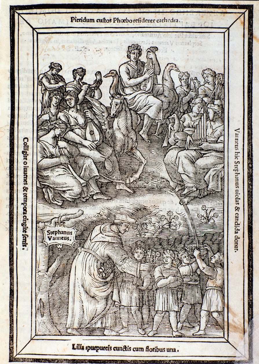 Apollo and the Muses. Page from Recanetum de musica aurea 作者 未知艺术家