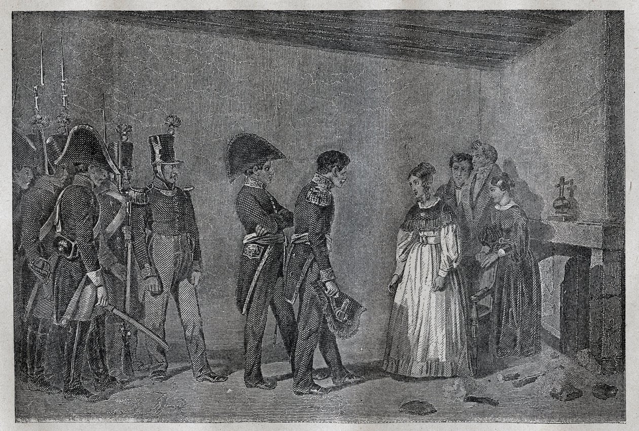 11月7日，贝里公爵夫人（1798-1870 Marie-Caroline de Bourbon-Sicily）在南特被捕。 作者 未知艺术家