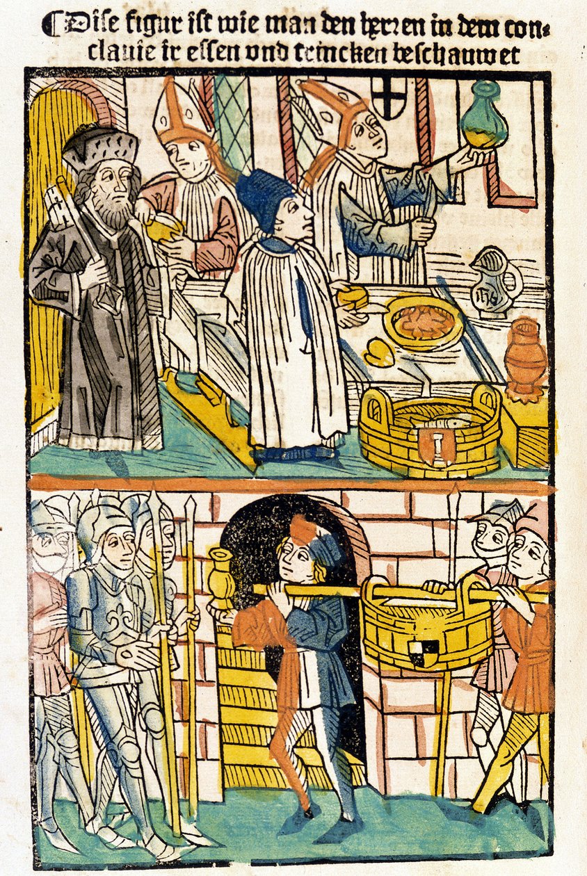 Arrival of food so that the members of the Council of Constance (1417) during which Pope Martin V was elected could eat. “Das Concilium” 作者 未知艺术家