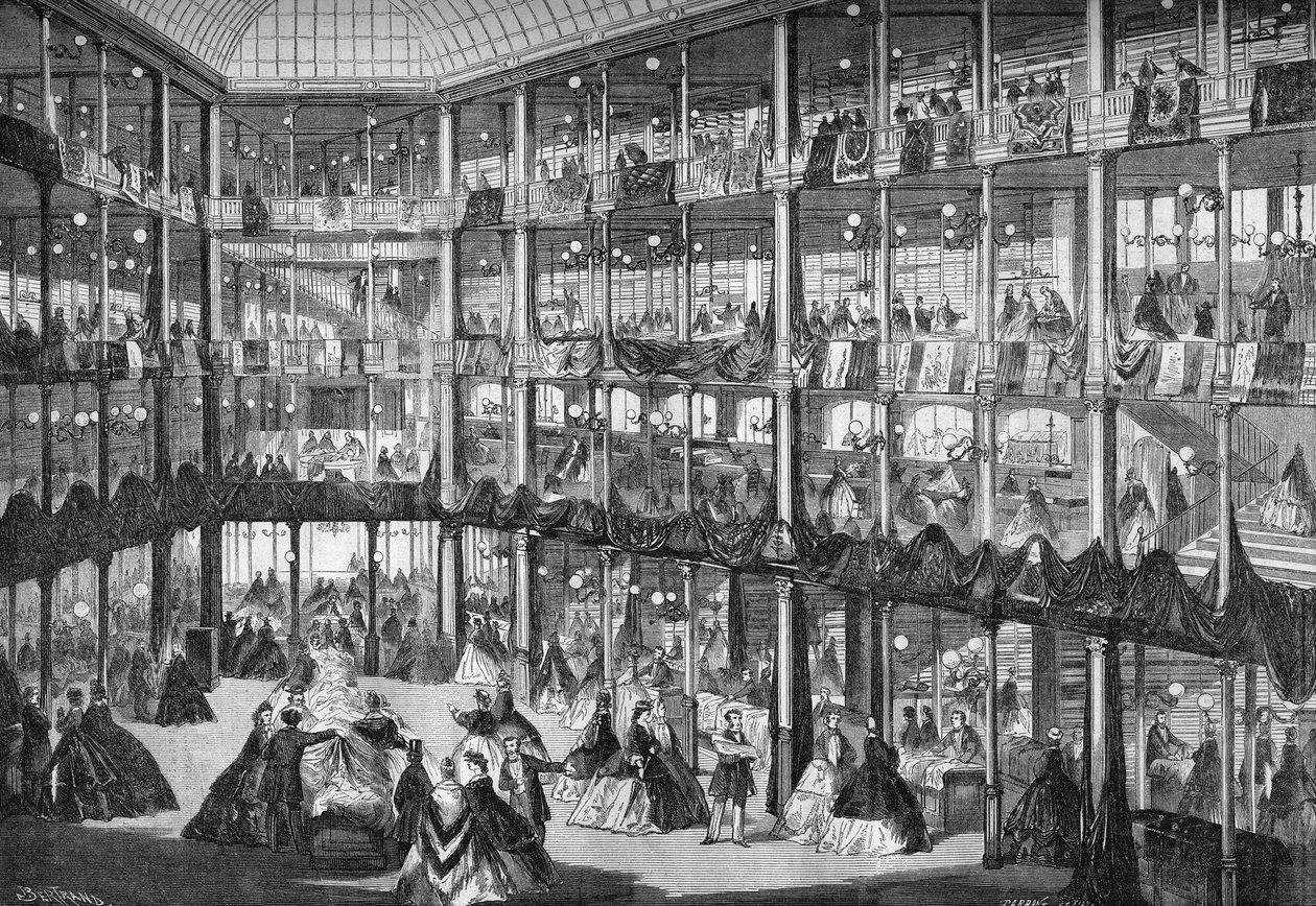"Au Corner de la rue"（孟德斯鸠和Bons Enfants街的拐角处）百货商店的外观。巴黎，1864年9月。 作者 未知艺术家