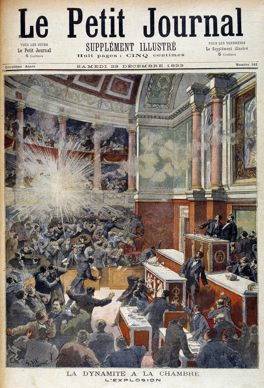 Attack in the House of Deputies. Explosion caused by a bomb posed by the anarchist Auguste Vaillant (1861-1894). in “” Le Petite journal””, 23/12/1893 作者 未知艺术家