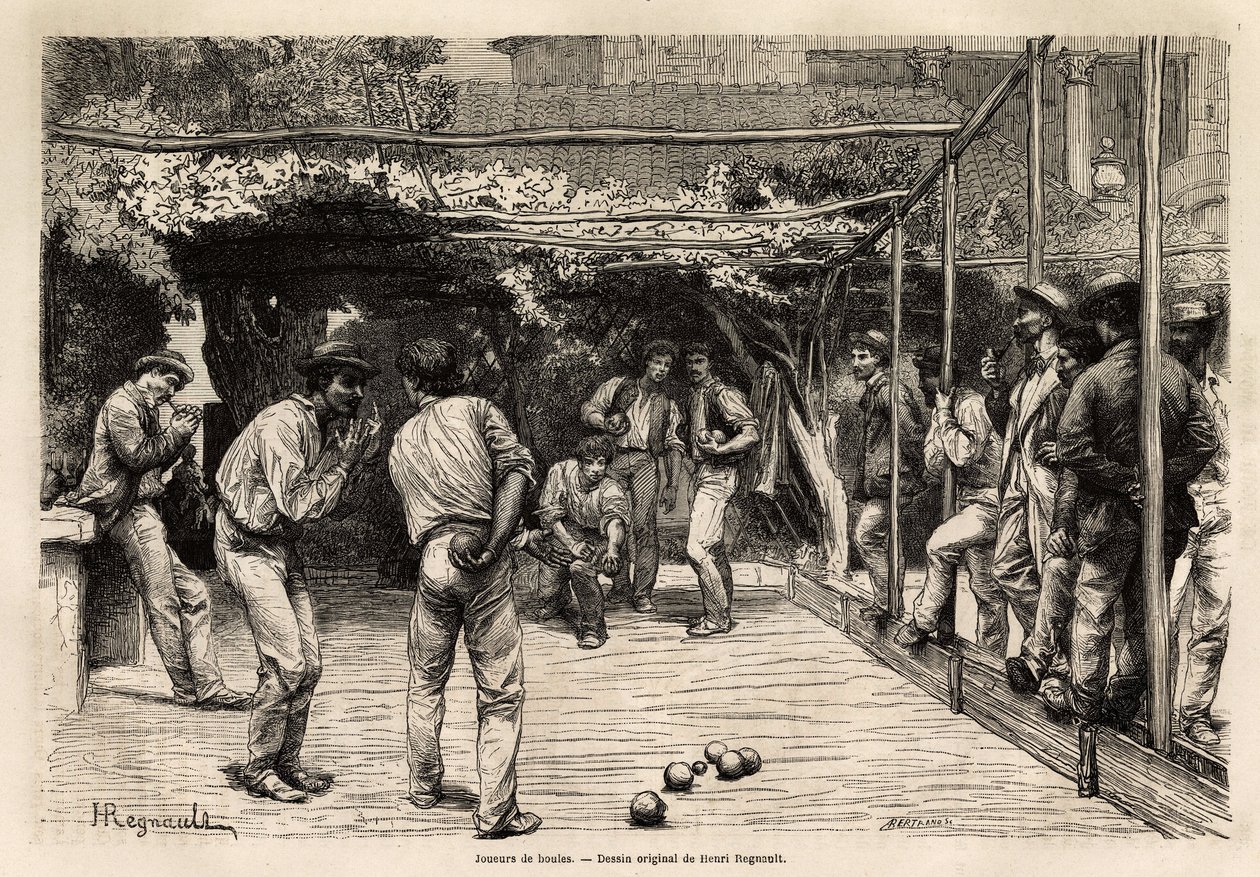 罗马（意大利）的球手。 弗朗西斯·魏 (Francis Wey) 于 1864 年至 1868 年在 Edouard Charton 的指导下发表在“Le tour du monde, nouveau journal des voyages”上的雕刻说明前往罗马的航行 作者 未知艺术家