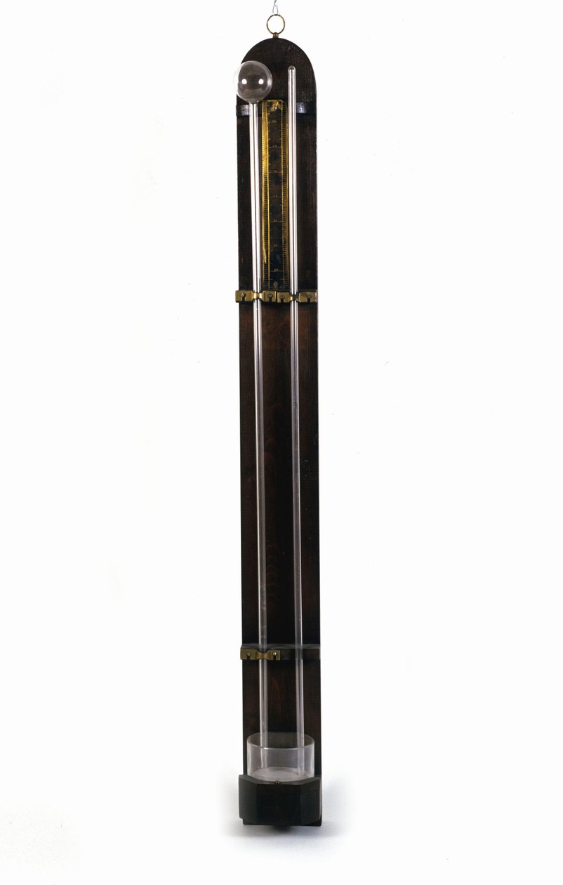 气压计（汞管），由 Evangelista Torricelli 或 Toricelli (1608 - 1647) 发明。 科技博物馆。 米兰 作者 未知艺术家
