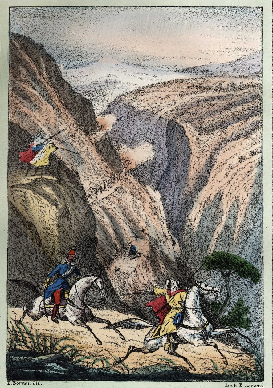 法国军队和阿拉伯抵抗组织在阿特拉斯山口的Teniah of Mouzaìa发生的战斗 作者 未知艺术家