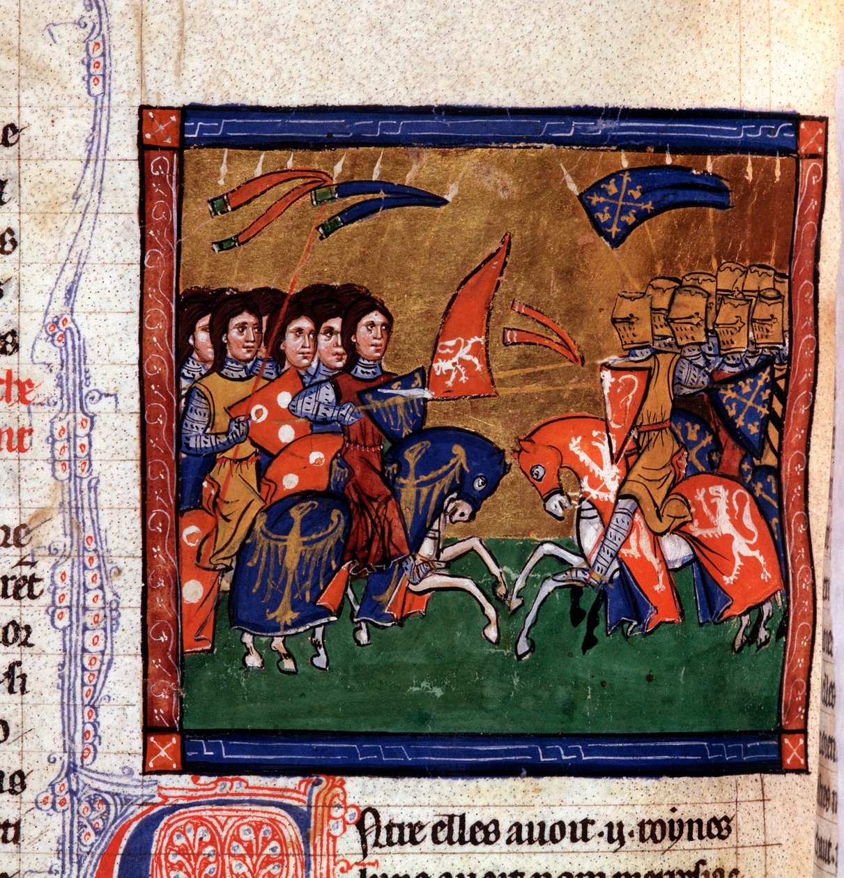 Battle of warriors on horseback against Amazons Miniature from the manuscript “” Ancient History to Cesar””, by Saint John of Acre 作者 未知艺术家