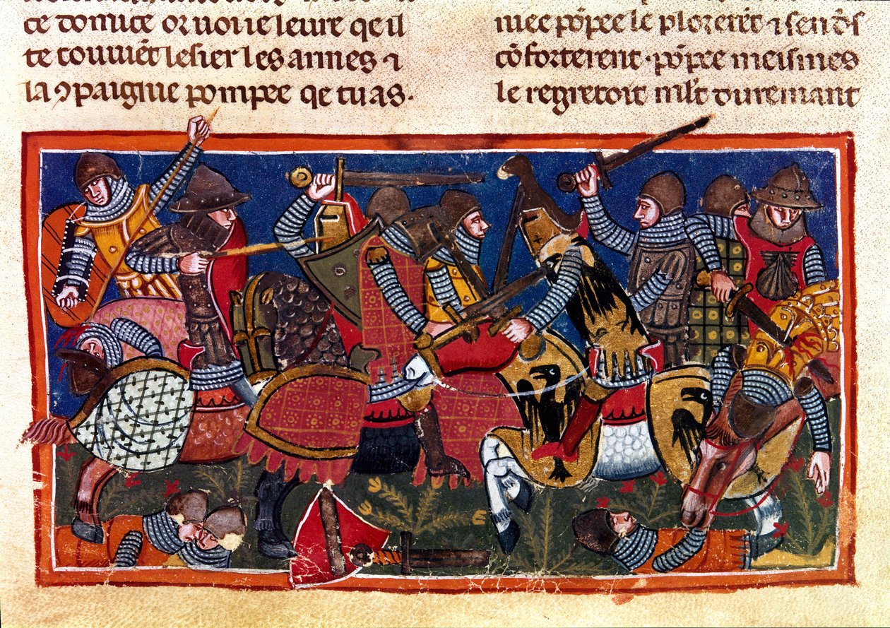 Battle scene Miniature from a French codex on parchment “Facts of the Romans”” recounting the ancient history up to Jules Cesar (101 BC-44 BC). 13th century Venice, biblioteca Marciana 作者 未知艺术家