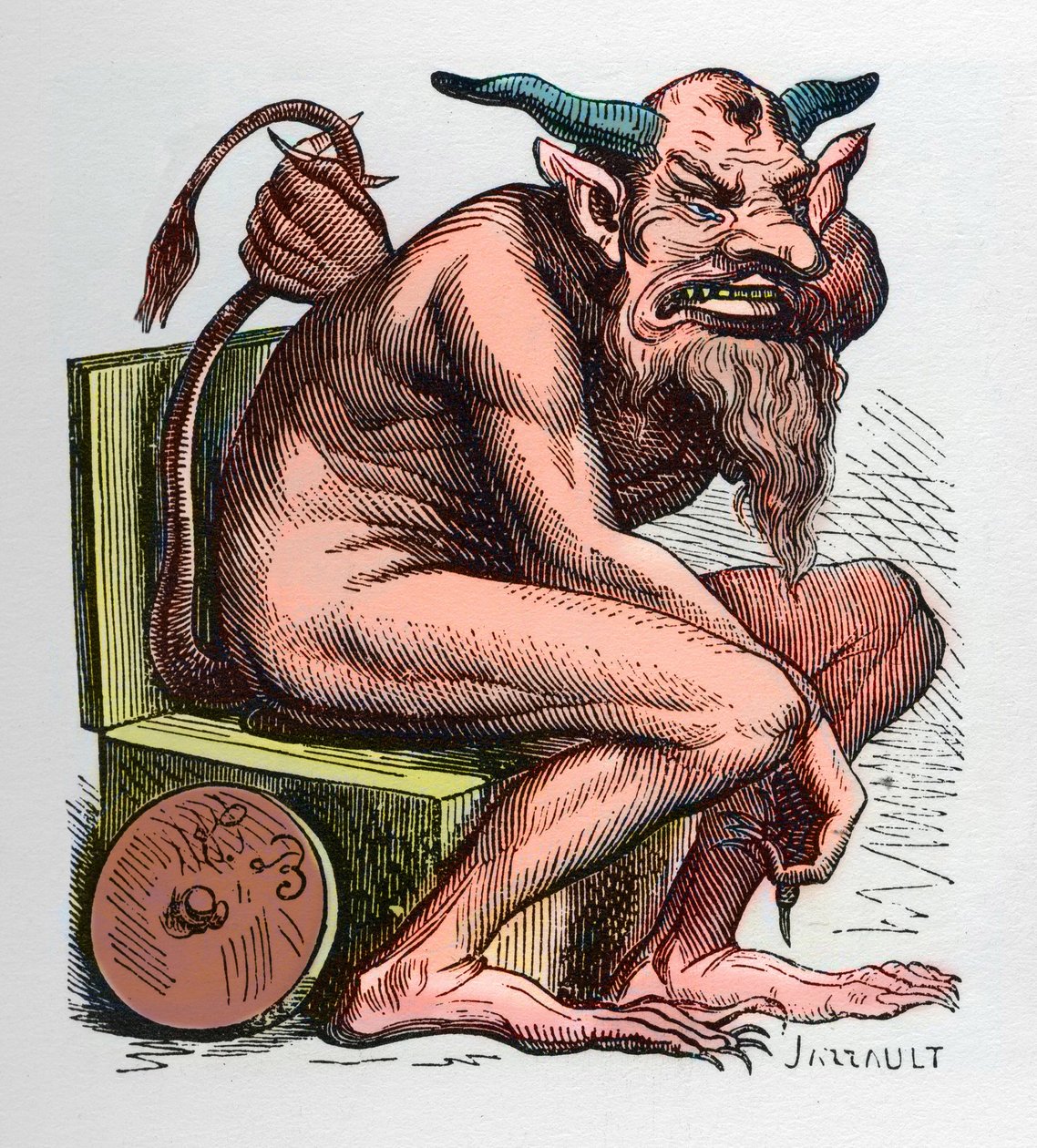 Belphegor，来自Jacques Albin Simon Collin de Plancy的《无间道词典》插图。 作者 未知艺术家