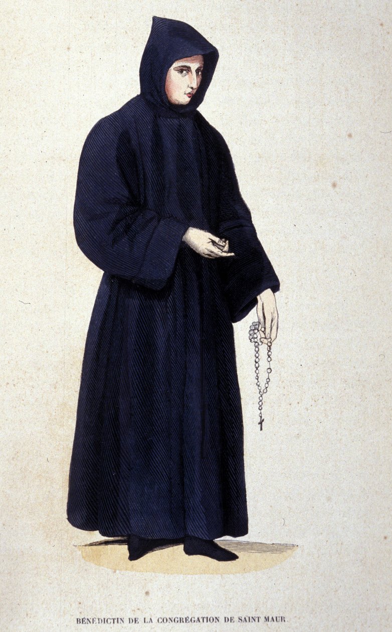 Benedictine of the congregation of Saint Maur. Engraving from an album on religious orders, Paris 作者 未知艺术家