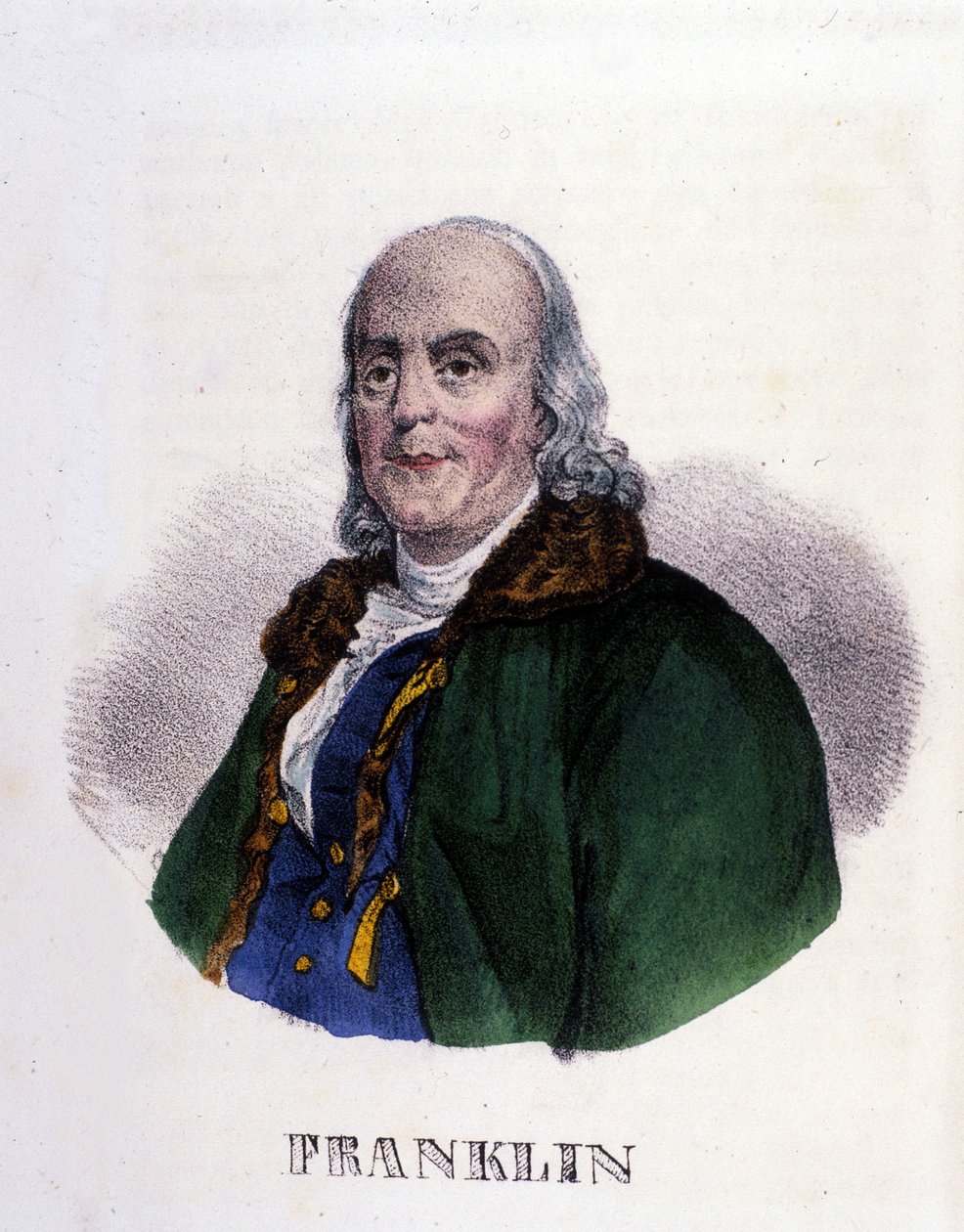本杰明·富兰克林 (1706-1790)，美国哲学家、物理学家和大使。 作者 未知艺术家
