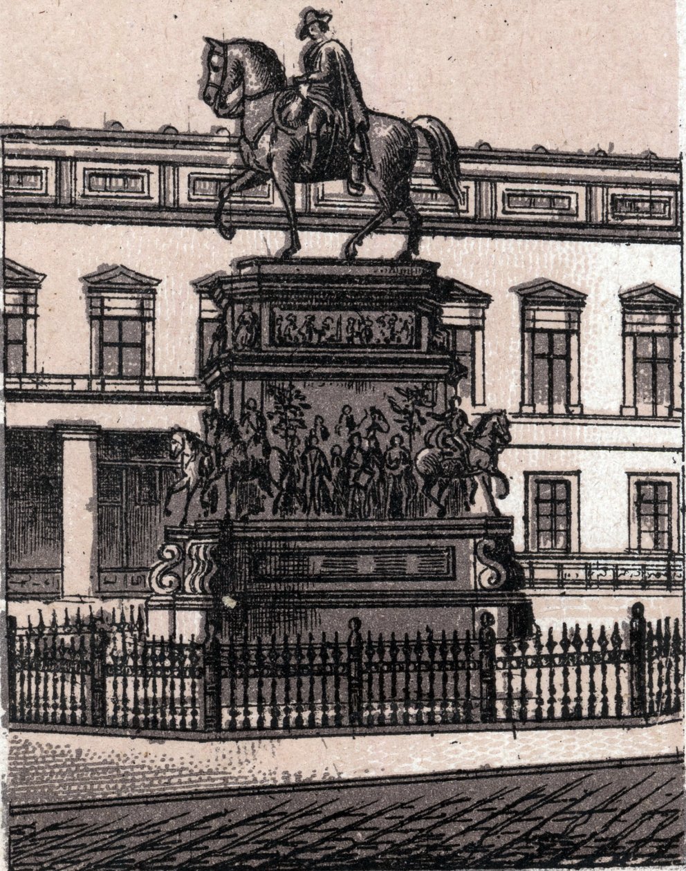 德国柏林：弗雷德里克二世大帝（Frederic the Great）的雕像。载于《世界图解168景》无日期（19世纪末）。 作者 未知艺术家