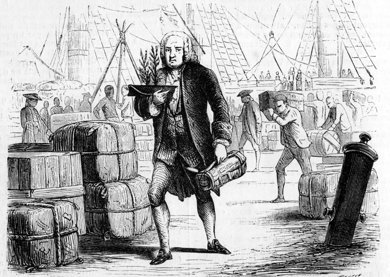 Bernard de JUSSIEU (1699-1777)，法国植物学家和博物学家，研究黎巴嫩的雪松。 雕刻 1856 作者 未知艺术家