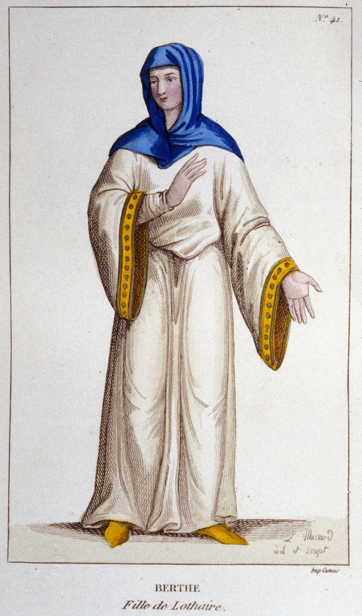 Berthe，Lotharia二世，Lotharingia国王的女儿。1830年的雕刻品 作者 未知艺术家
