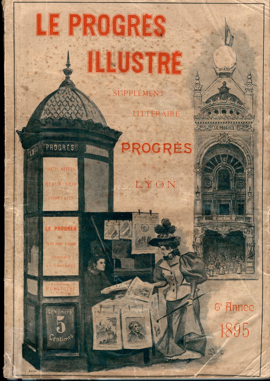 1895年里昂进步的文学补编 "Le Progres illsutre "的装订（莫里斯专栏）。 作者 未知艺术家