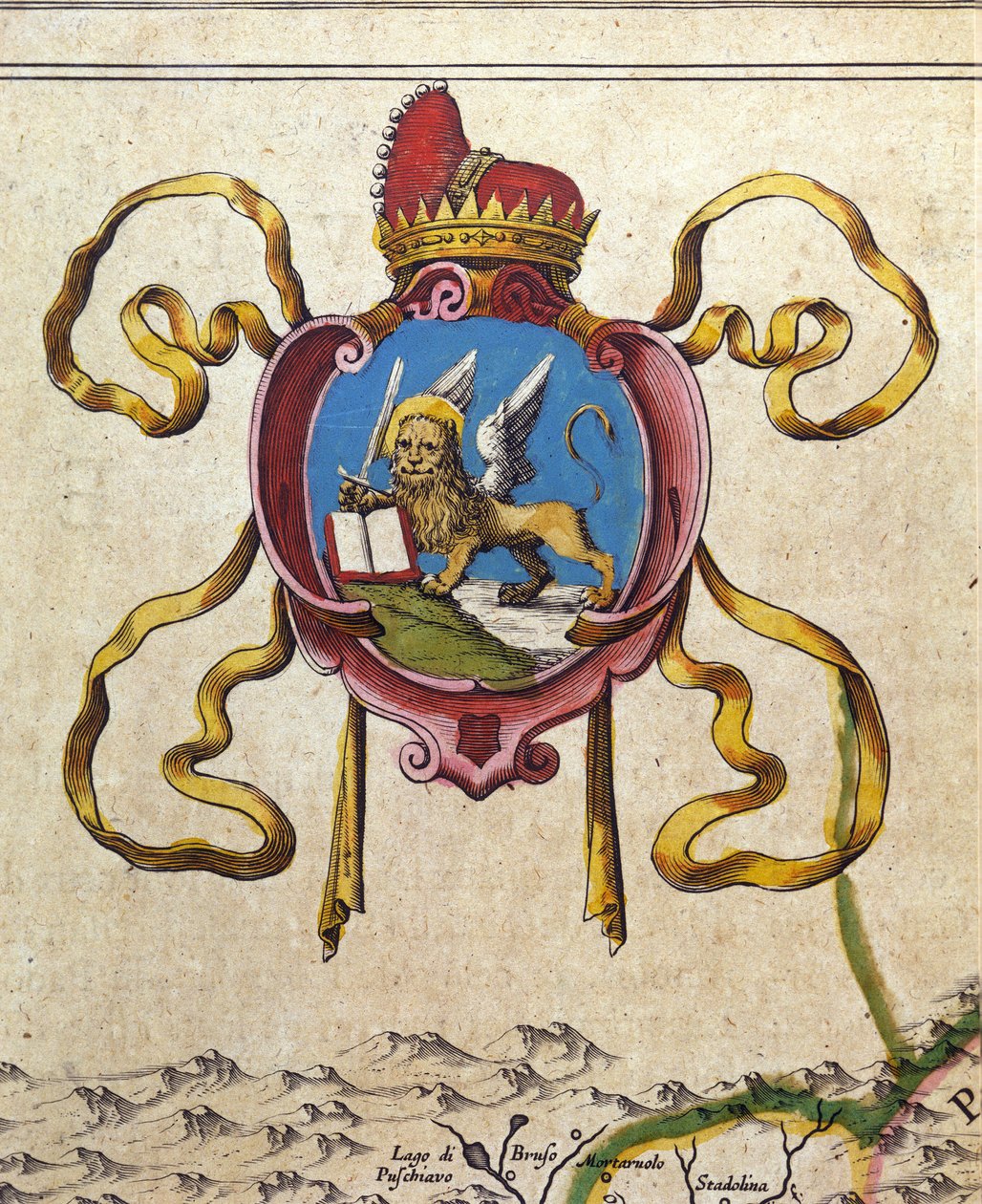 Blazon of the Republic of Venice decorates the lion of Saint Mark. 19th century 作者 未知艺术家